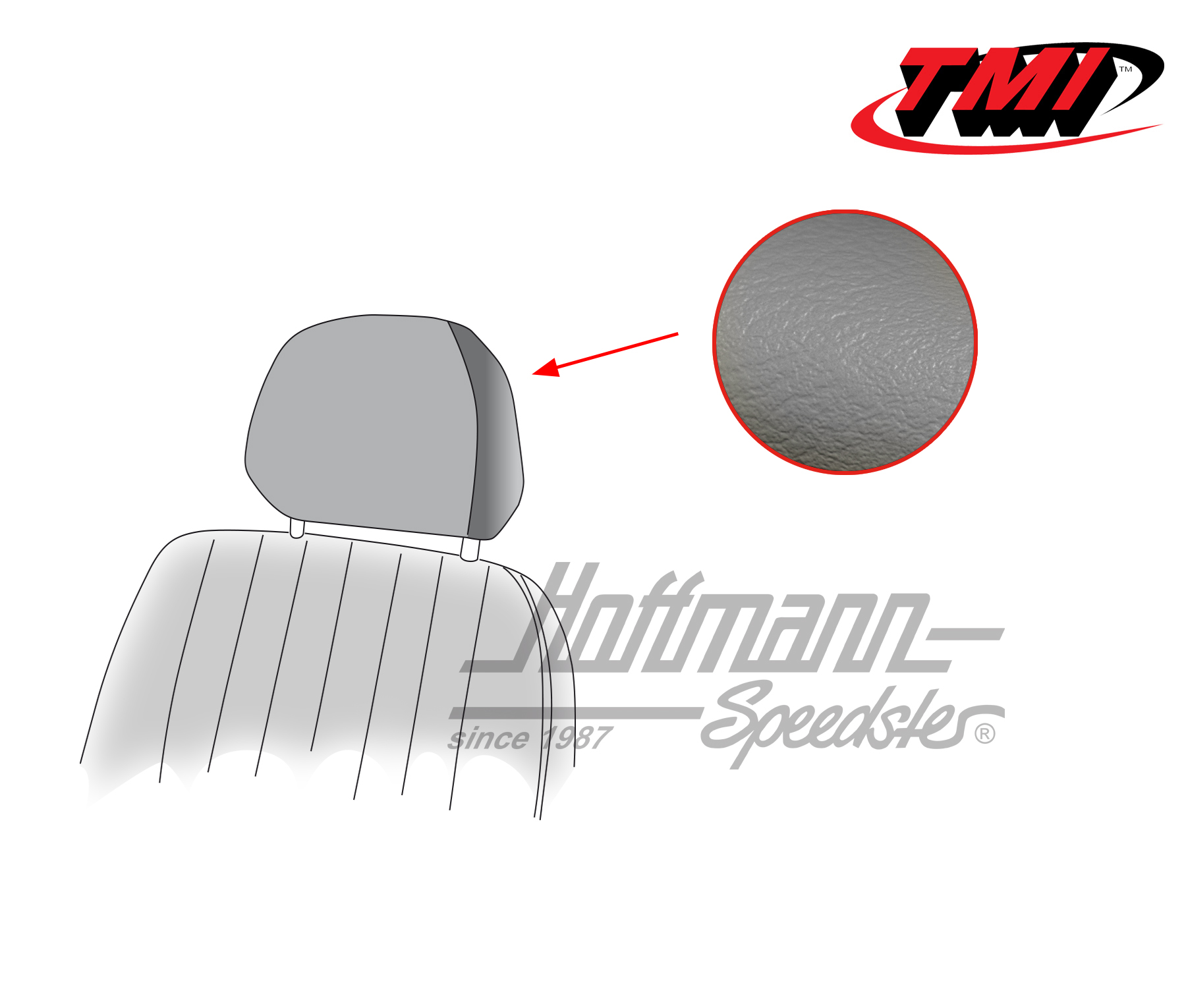 Headrest covers, Karmann Ghia, 69-74, grey | 066-0079-35