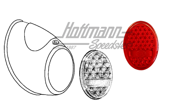 Rückleuchtenglas, oval, 52-55, Repro