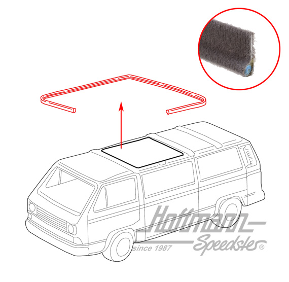 Sliding-roof seal, Bus T2/T3 | 090-6250