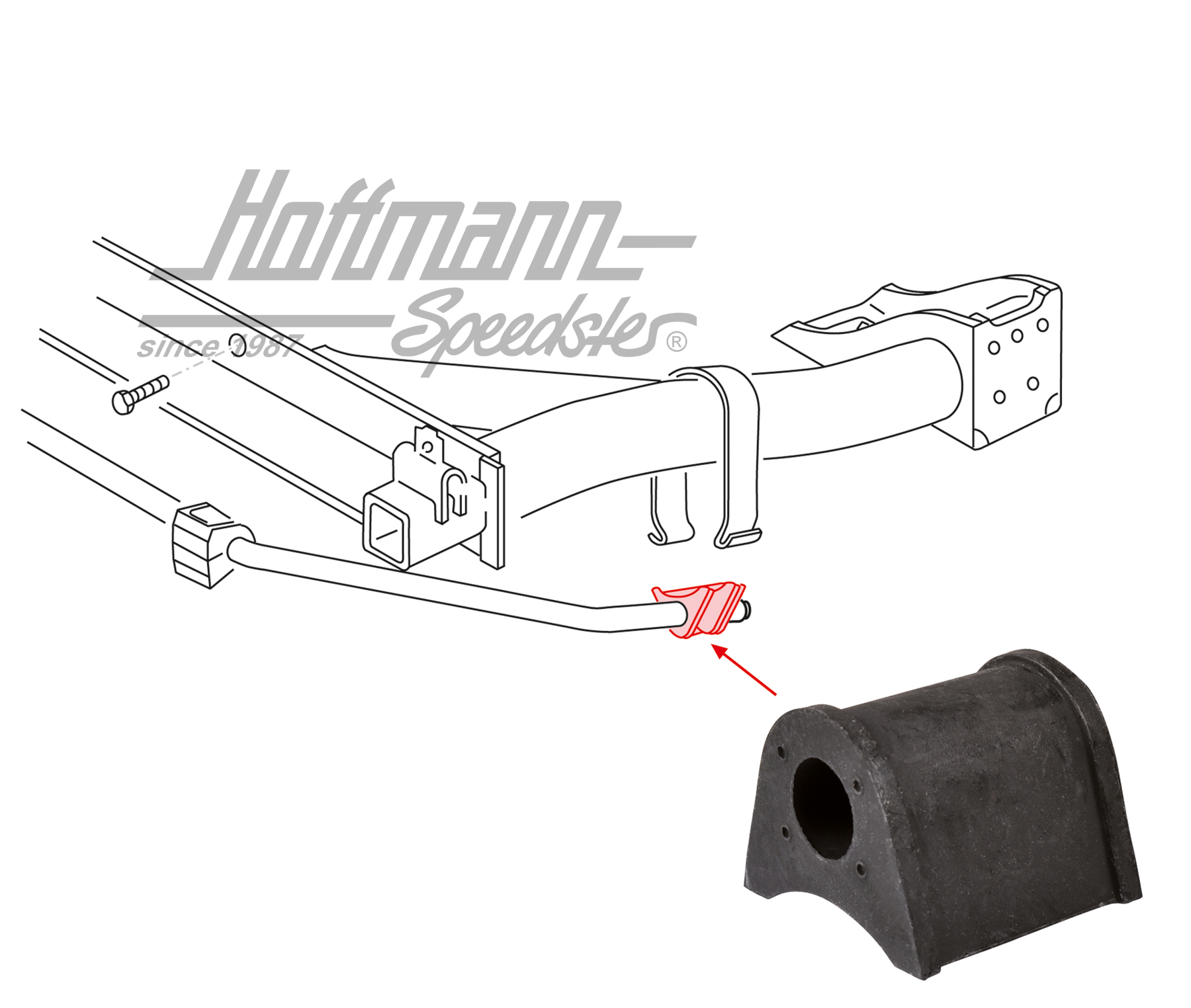 Rubber mount, stabilizer, rear, outer | 140-0950